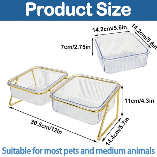 PetAffairs 15° Tilted Double Pet Bowls with Elevated Stand