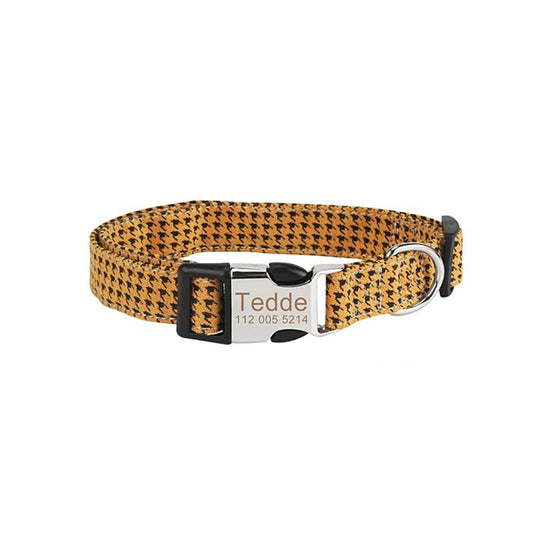 Customized Pet Collar and Leash Set with Engraved Nameplate ID