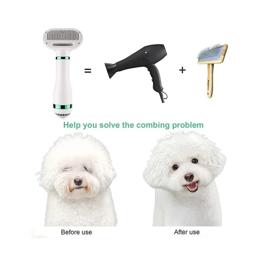 PetAffairs 2-in-1 Quiet Hair Dryer Comb Brush for Grooming