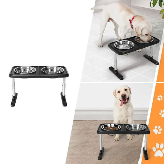PetAffairs Adjustable Large Dog Bowls with Nonslip Stand