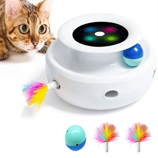 2 in 1 Smart Cat Toy Set Automatic Feather Fun Ball Toy with 5 Modes