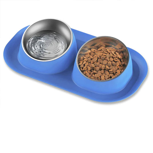 PetAffairs Stainless Steel Tilted Double Dog Bowl