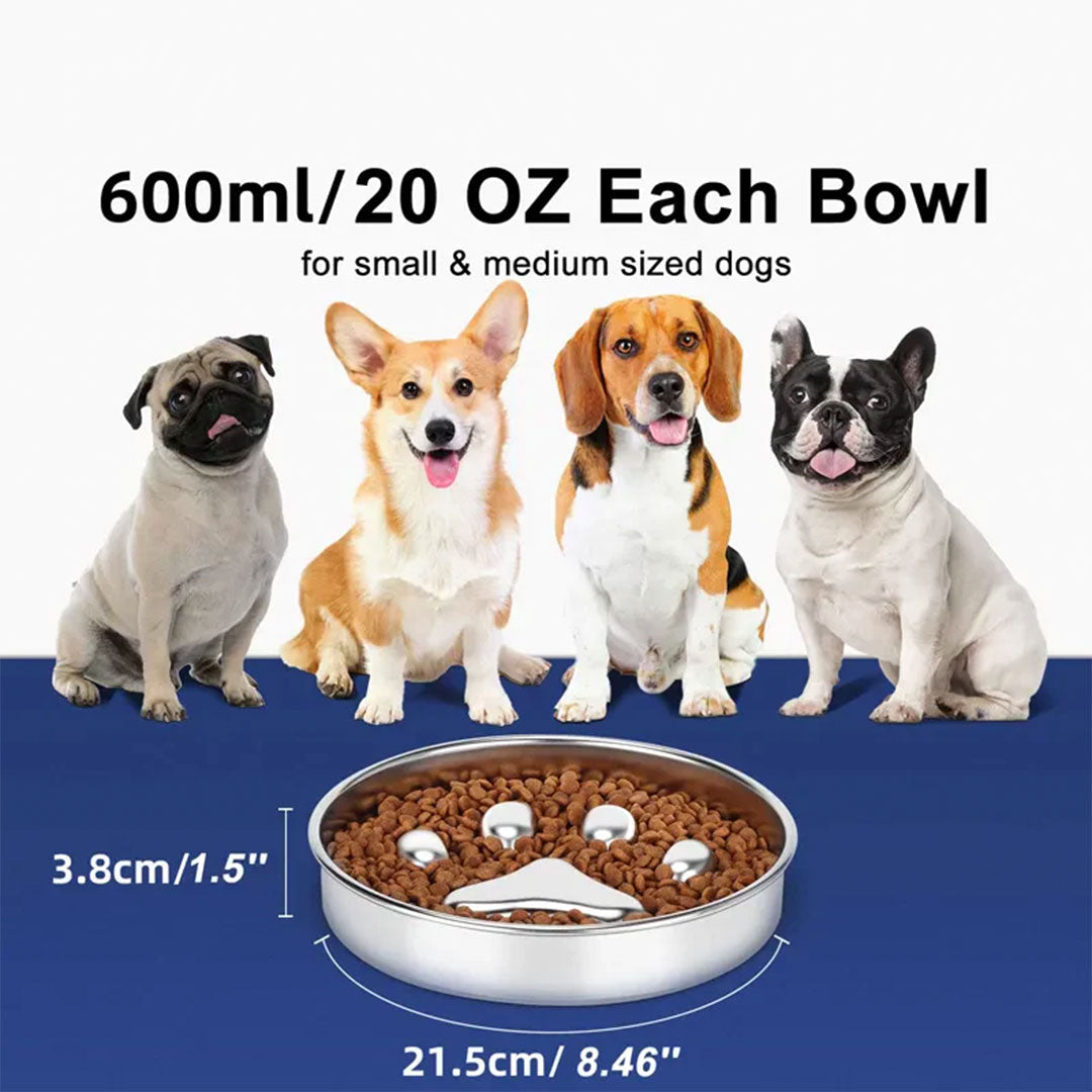 PetAffairs Slow Eating Stainless Steel Dog Bowl for Safe Feeding