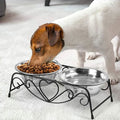 PetAffairs Stainless Steel Double Dog Bowls with Anti-Skid Stand