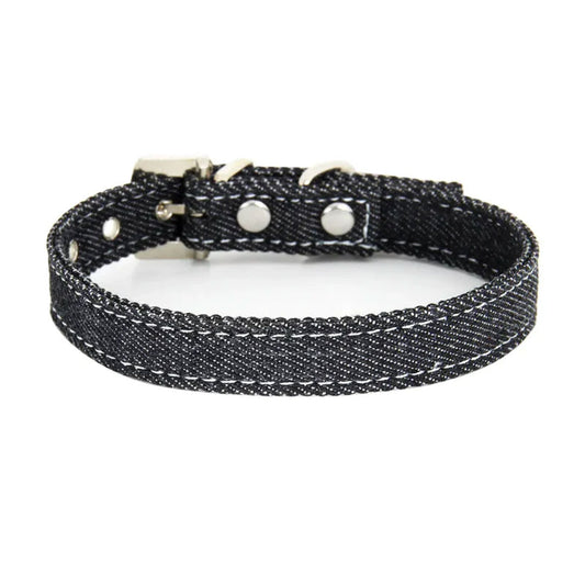 PetAffairs Bells Denim Dog Collar