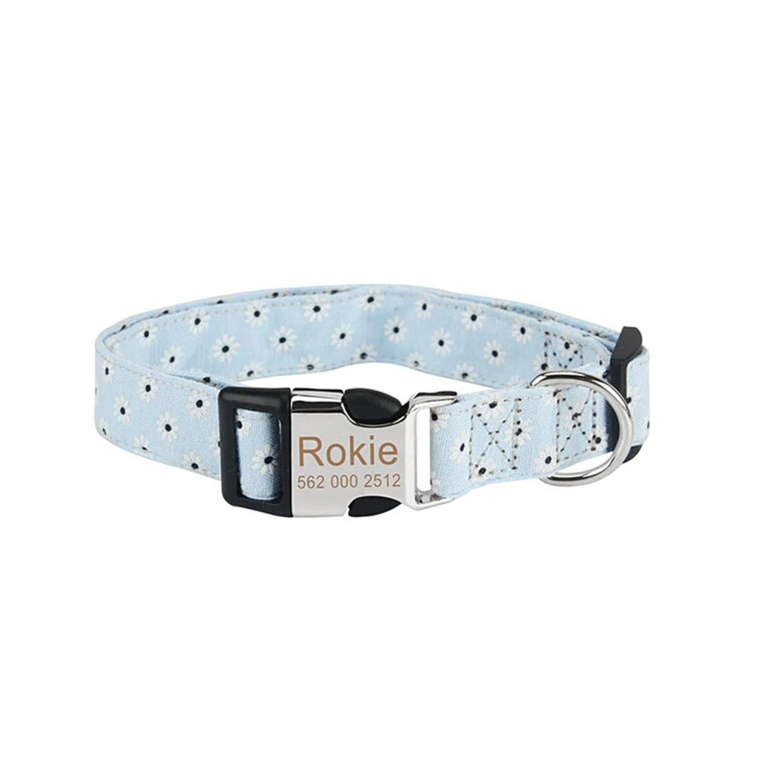 Customized Pet Collar and Leash Set with Engraved Nameplate ID