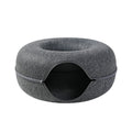 PetAffairs Cat Donut Pet Bed Interactive Tunnel Toy Felt Cave Kennel