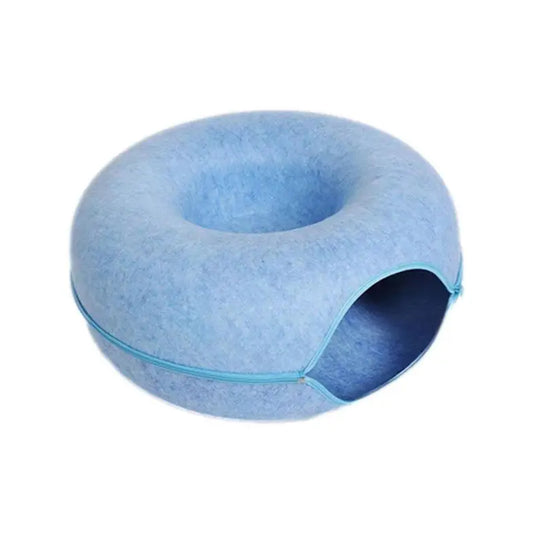 PetAffairs Cat Donut Pet Bed Interactive Tunnel Toy Felt Cave Kennel