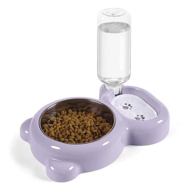 PetAffairs Automatic Double Pet Bowls with Stainless Steel Water Bowl
