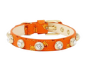 PetAffairs Luxury Diamond Leather Pet Collar with Czech Rhinestones