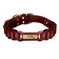 PetAffairs Custom Genuine Leather Pet Collar with Personalized Pet ID