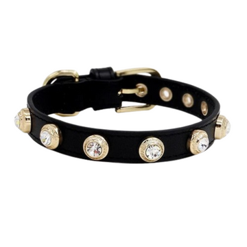 PetAffairs Luxury Diamond Leather Pet Collar with Czech Rhinestones