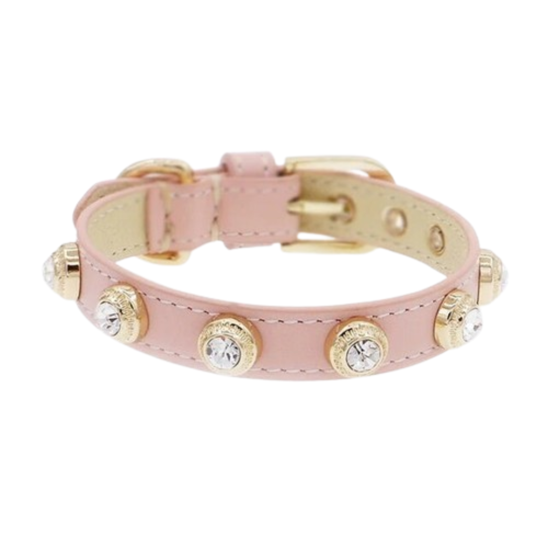 PetAffairs Luxury Diamond Leather Pet Collar with Czech Rhinestones