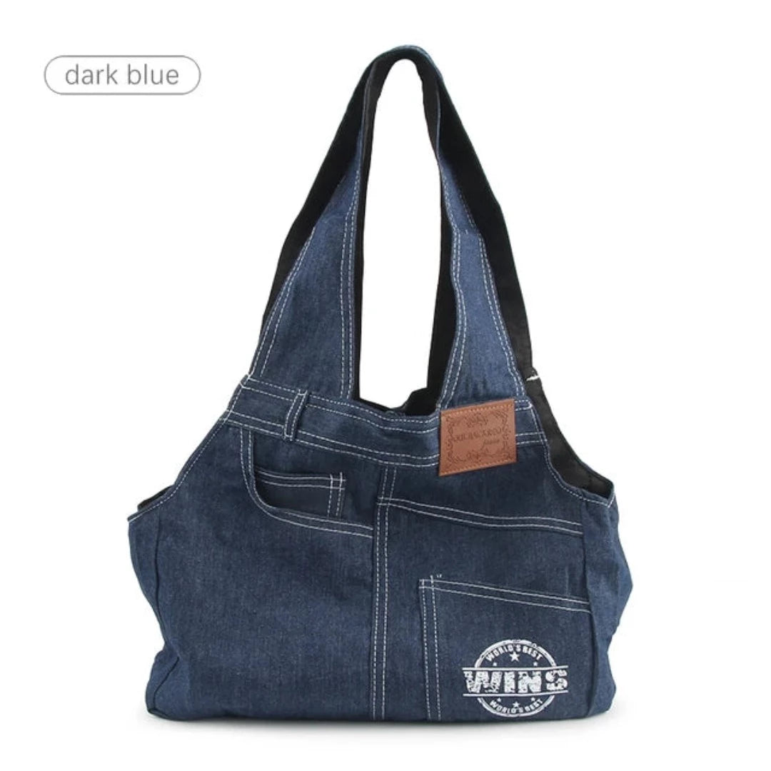 PetAffairs Denim Travel Shoulder Bag Pet Carrier