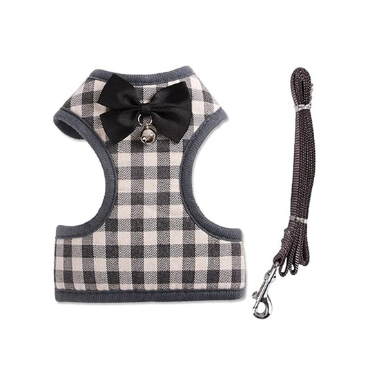 Small Dog Harness and Leash Set with a Charming Bowknot