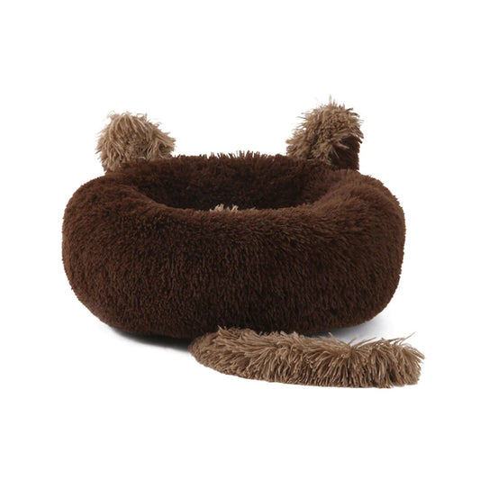Winter Warmth and Removable Mat Cozy Plush Donut Pet Bed