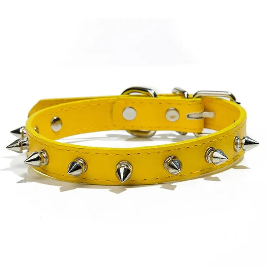 PetAffairs Spiked PU Leather Collar for Small Dogs