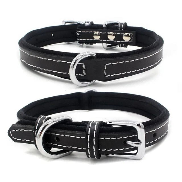 PetAffairs Adjustable Soft Leather Dog Collar for Small and Large Dogs