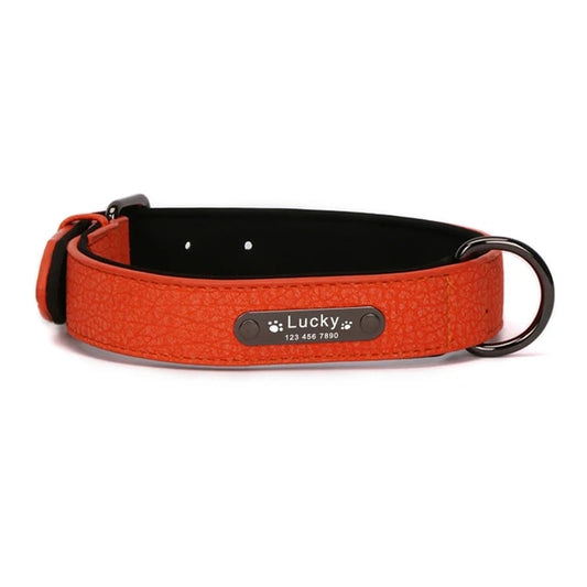 PetAffairs Personalized Leather Dog Collar with Name Engraving