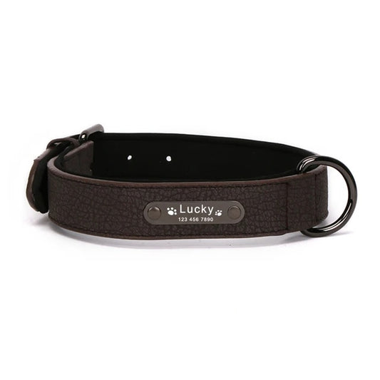 PetAffairs Personalized Leather Dog Collar with Name Engraving