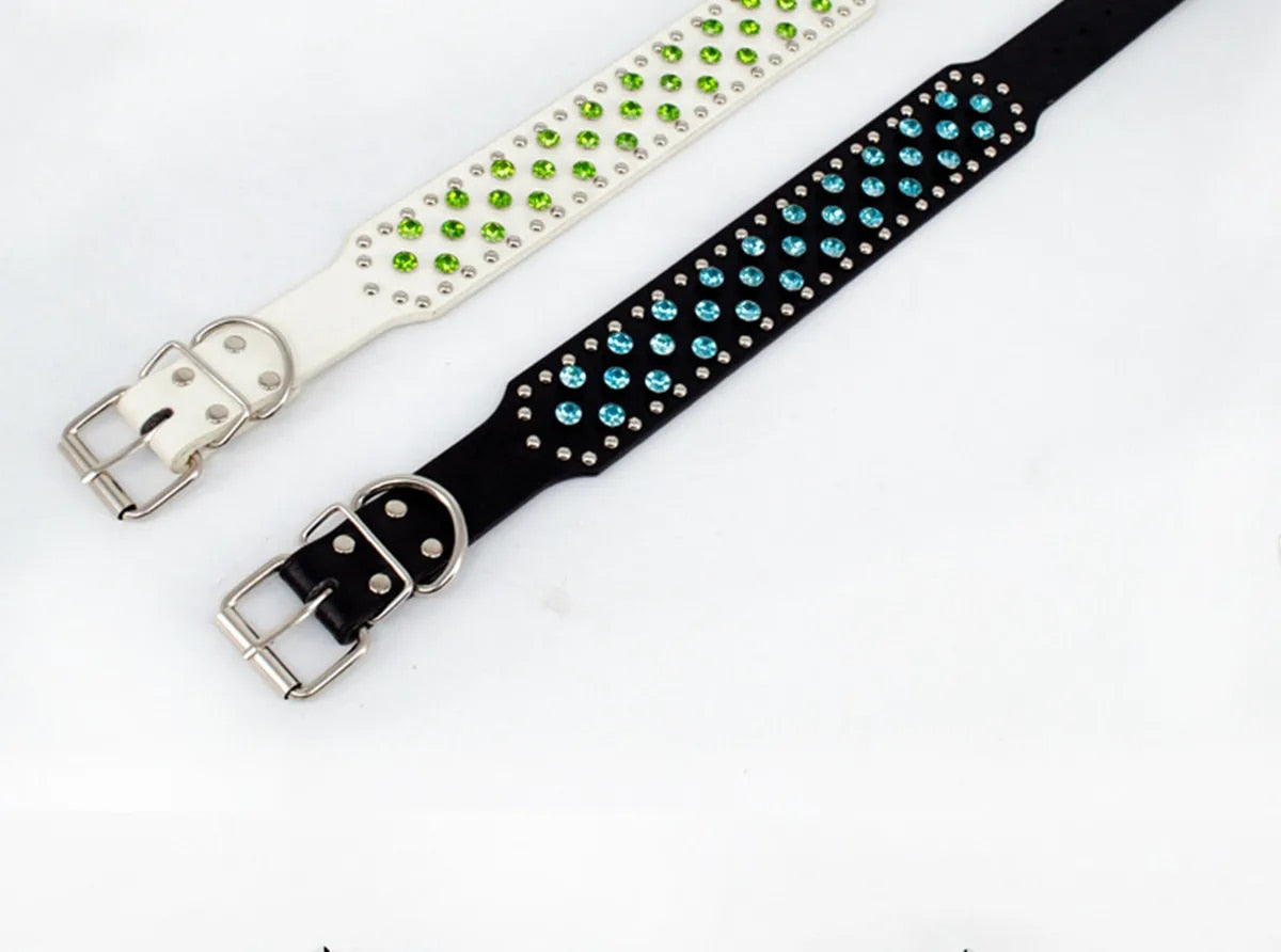 PetAffairs 5cm Wide Rhinestone Dog Collar