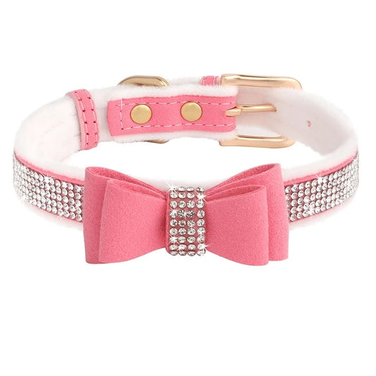 PerAffairs Crystal Pet Collar with Bowknot For Pets